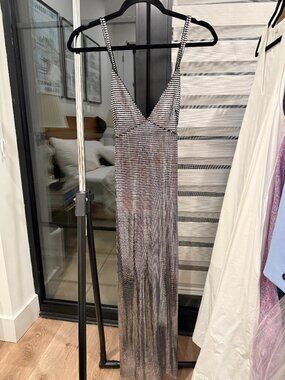 Paco Rabanne 1990s Metallic Grid Slip Dress (M)